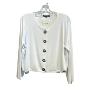 NEW PICADILLY women's elegant eyelet closure cardigan in white